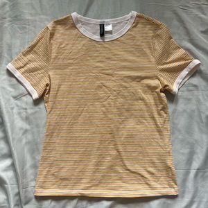 H&M yellow, blue and white striped t-shirt